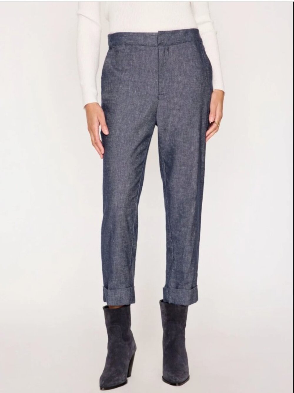 NWT Brochu Walker Westport Indigo Pant Italian Denim Cuffed Straight Leg L $398